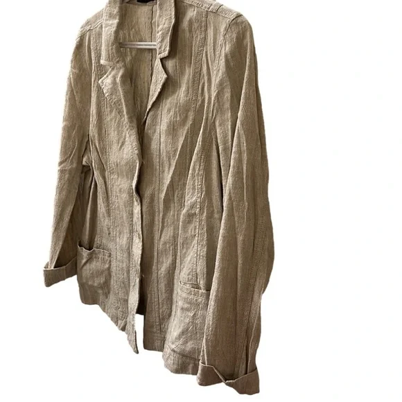 🍋Eric Alexandre Beige Linen Shirt Jacket with pockets size 42 (fits like 6) - Picture 4 of 8